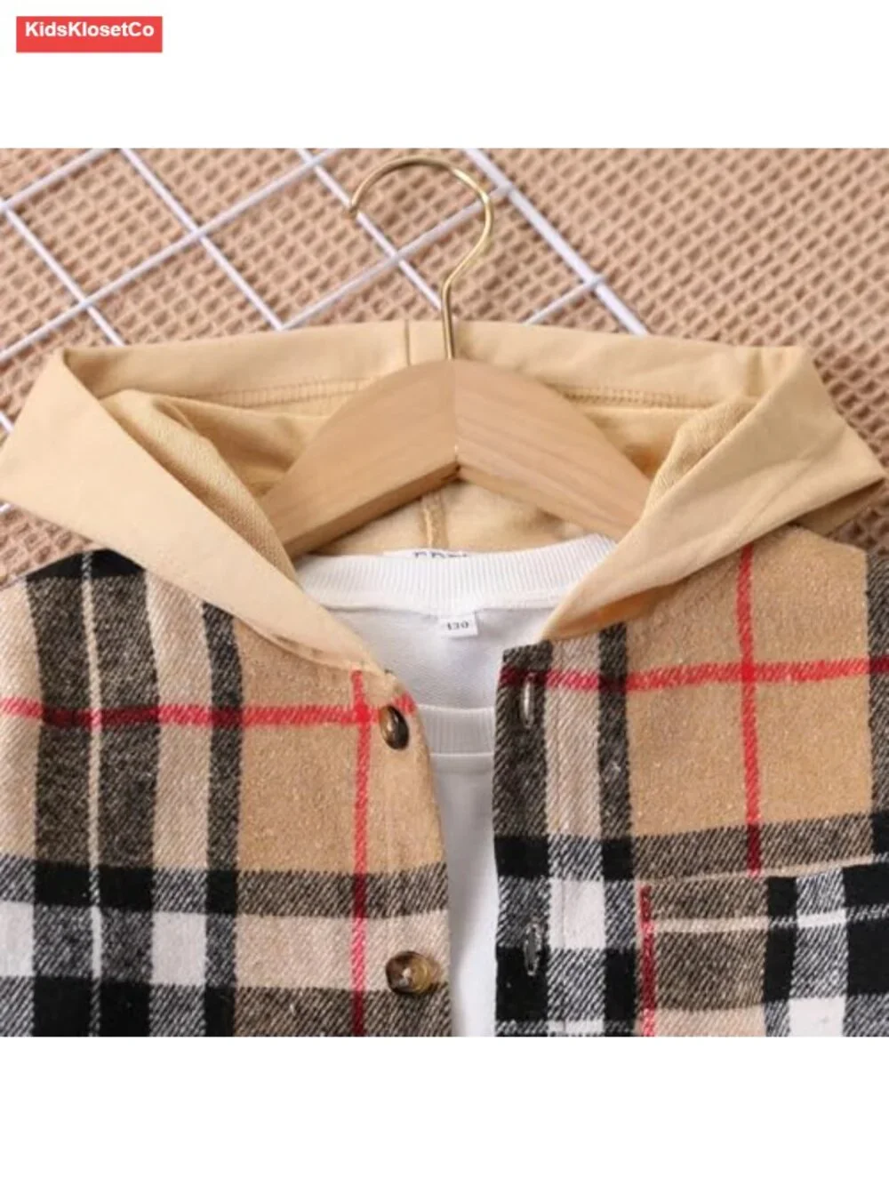 2-Piece Boys Flannel Cotton Plaid Hoodie & Jogger Set